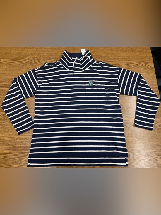 L.L. Bean Tops - L.L Bean Women’s Navy and White Stripe Mock Neck LS M (NWT)